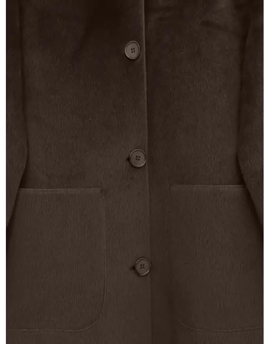 Boydan Düğmeli Cepli Kaban   -Kahve