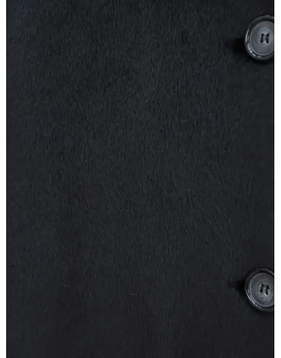 Boydan Düğmeli Cepli Kaban -Siyah