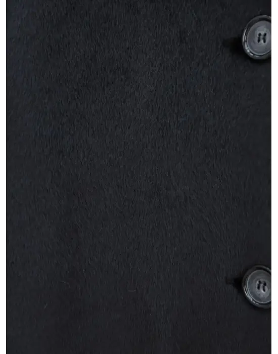 Boydan Düğmeli Cepli Kaban -Siyah