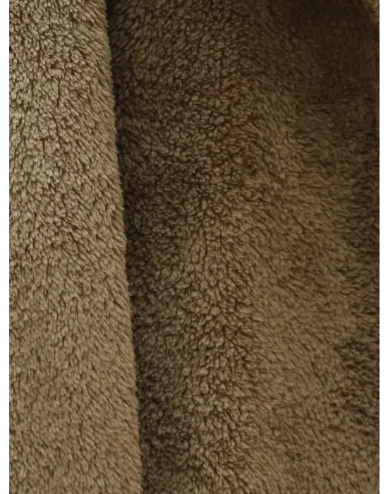 Boydan Düğmeli Cepli Pelüş Ceket -Kahve