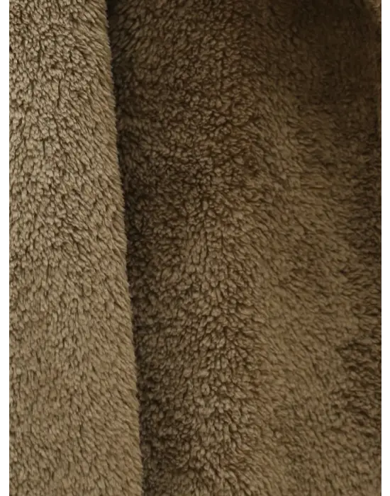 Boydan Düğmeli Cepli Pelüş Ceket -Kahve