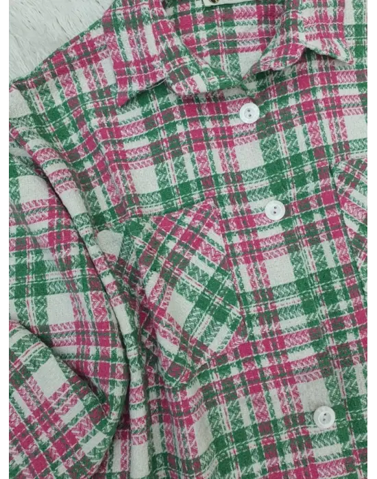 Omarı Trend Kadın Tüvit Gömlek - Pembe