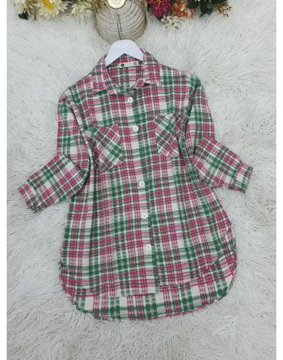 Omarı Trend Kadın Tüvit Gömlek - Pembe