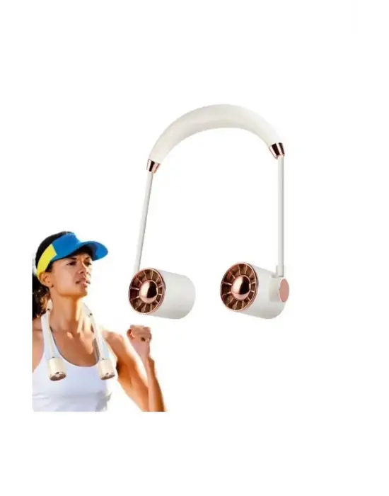 Boyunluk Fan Hava Soğutucu Vantilatör Boyuna Asmalı Şarjlı 3 Kademeli Mini Klima Beyaz