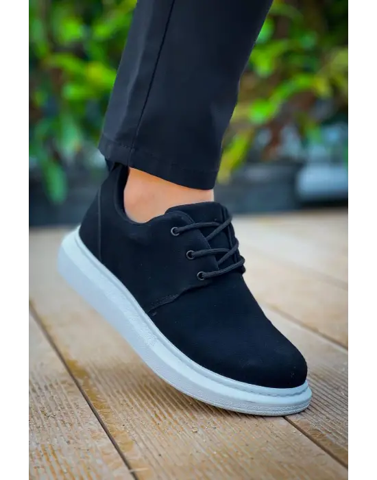 Havalı Siyah Süet Bağcıklı Erkek Ayakkabı