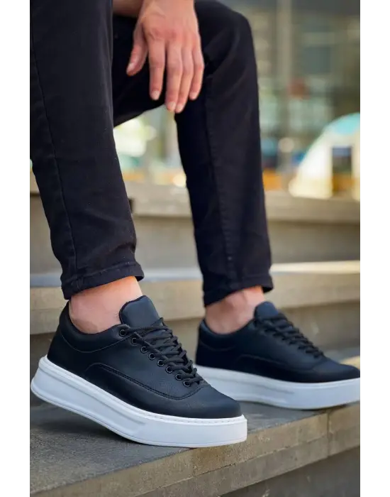 Omarı Siyah Cilt Bağcıklı Erkek Günlük Ayakkabı