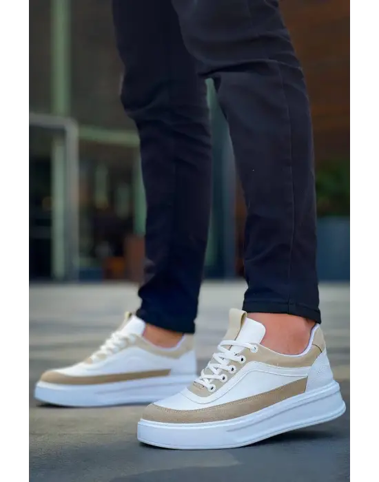 Omarı Yüksek Taban Bağcıklı Beyaz Günlük Erkek Ayakkabı