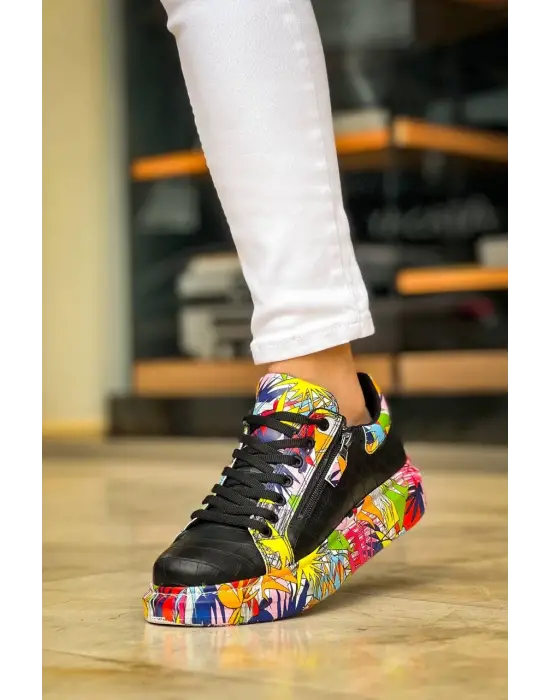 Omarı Crocodile Desenli Siyah Kırmızı Erkek Günlük Ayakkabı