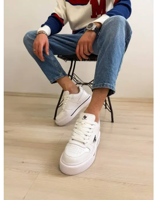 BR-04 Benorra Beyaz Cilt Günlük Erkek Ayakkabı