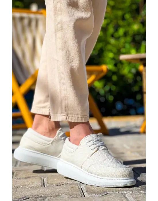Omarı Şık Beyaz Günlük Erkek Ayakkabı