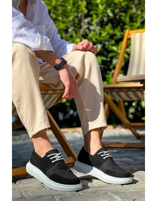 Omarı Siyah Deri Günlük Erkek Ayakkabı