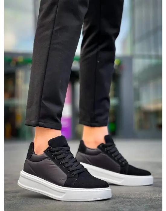 Modern Siyah Yüksek Taban Spor Ayakkabı