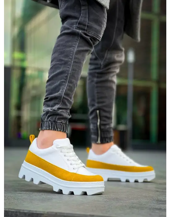 Beyaz Yüksek Taban Günlük Spor Ayakkabı