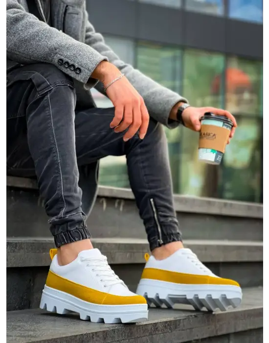 Beyaz Yüksek Taban Günlük Spor Ayakkabı