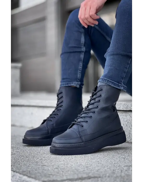 Omarı Yüksek Tabanlı Siyah Bağcıklı Postal Bot