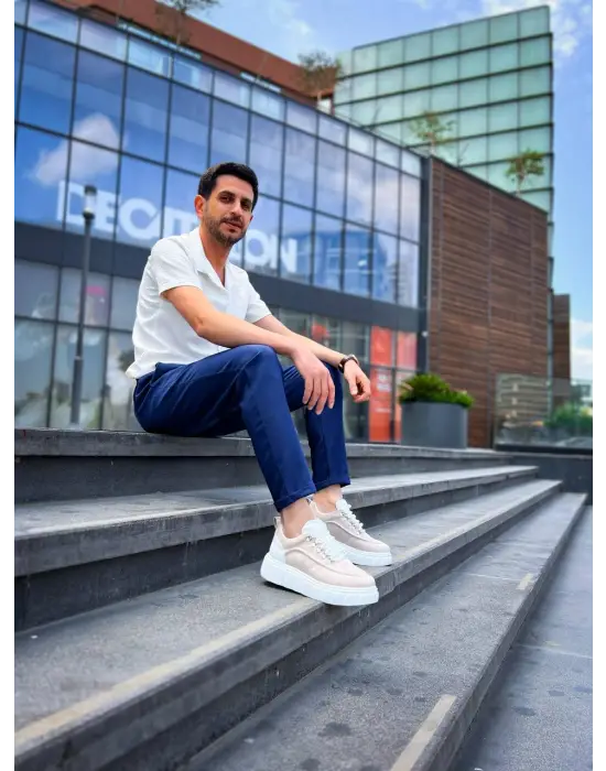 Beyaz Yüksek Taban Günlük Spor Ayakkabı