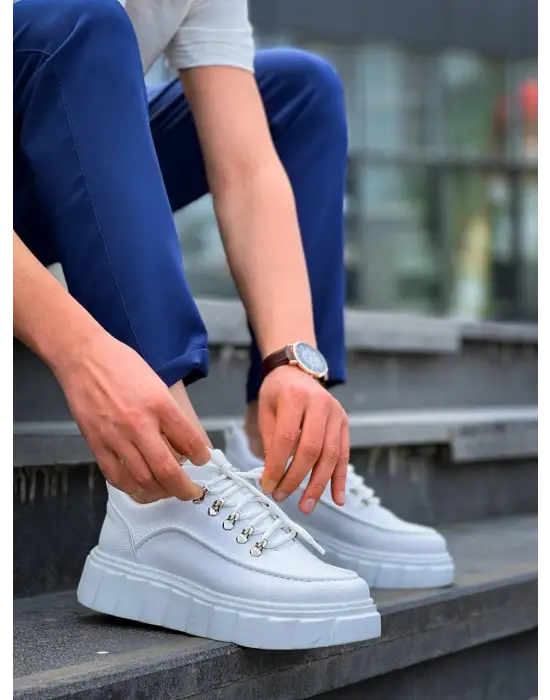 Trend Beyaz Yüksek Taban Spor Ayakkabı