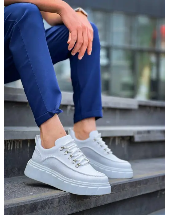 Trend Beyaz Yüksek Taban Spor Ayakkabı