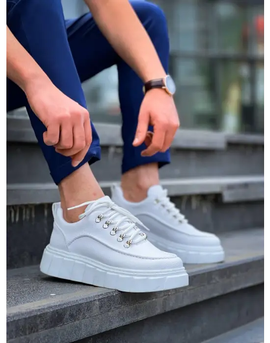 Trend Beyaz Yüksek Taban Spor Ayakkabı