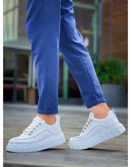 Omarı Yüksek Taban Beyaz Günlük Spor Ayakkabı