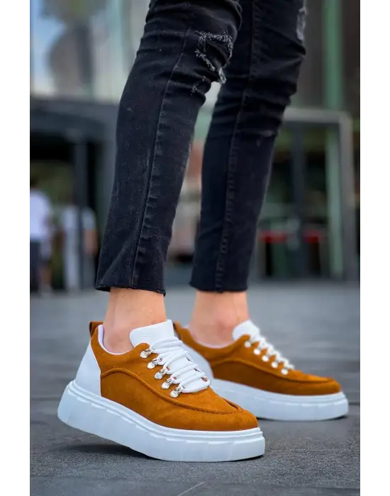 Omarı Yüksek Taban Taba Süet Beyaz Spor Ayakkabı