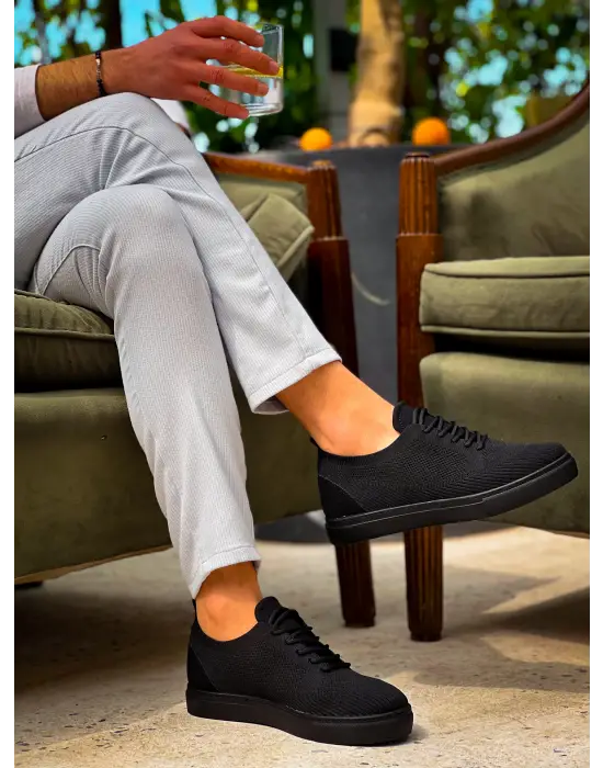 Omarı Kömür Siyah Triko Bağcıklı Erkek Günlük Ayakkabı