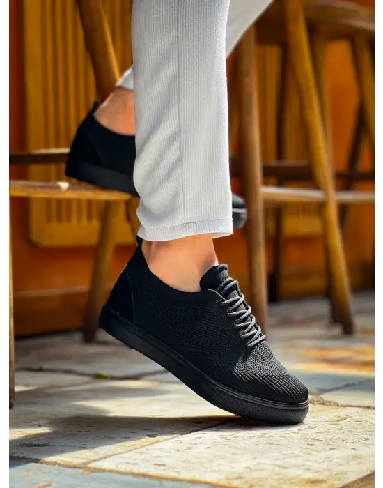 Omarı Kömür Siyah Triko Bağcıklı Erkek Günlük Ayakkabı