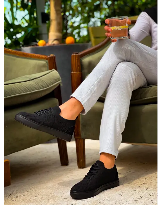 Omarı Kömür Siyah Triko Bağcıklı Erkek Günlük Ayakkabı