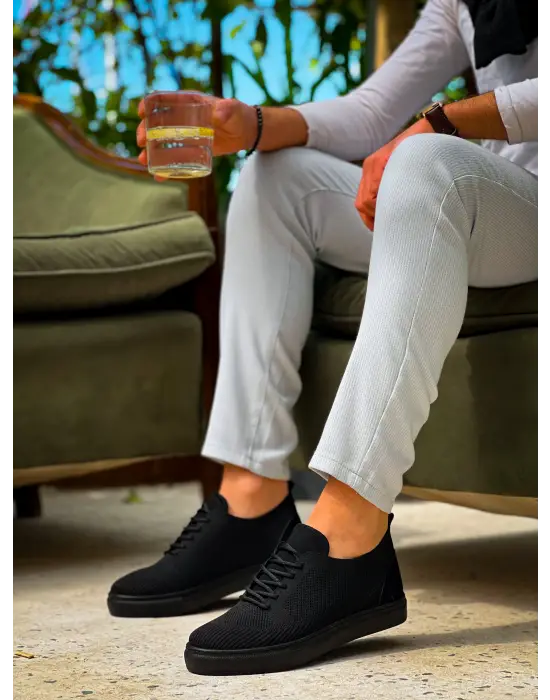 Omarı Kömür Siyah Triko Bağcıklı Erkek Günlük Ayakkabı