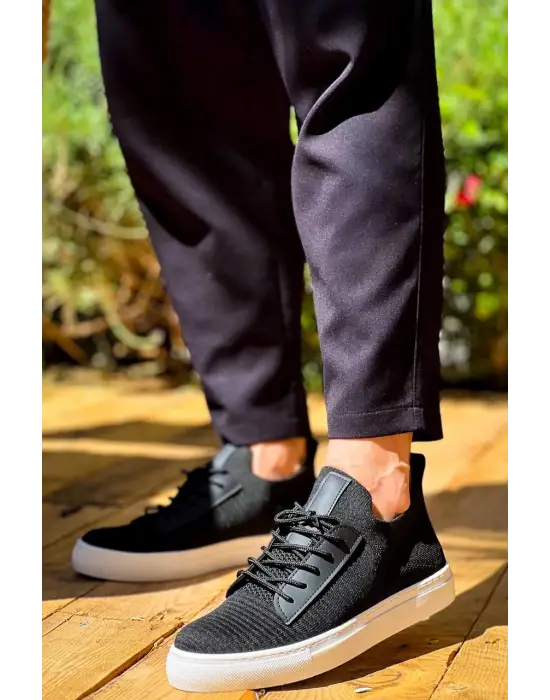 Omarı Siyah Yüksek Taban Bağcıklı Günlük Erkek Ayakkabı