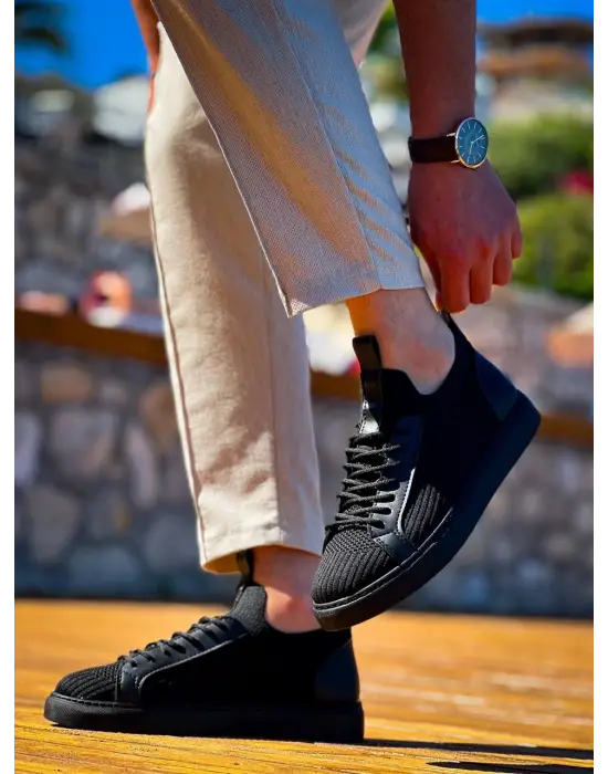 BR-112  Benorra Siyah Siyah TabanTriko Bağcıklı  Günlük Erkek  Ayakkabı