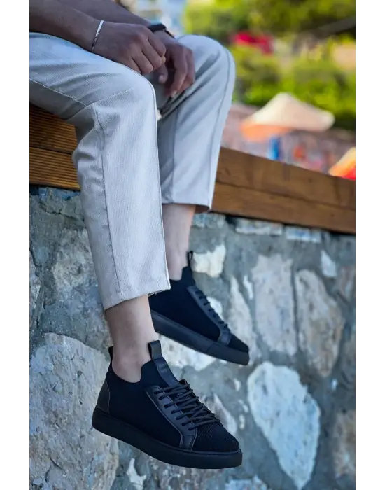 BR-112  Benorra Siyah Siyah TabanTriko Bağcıklı  Günlük Erkek  Ayakkabı