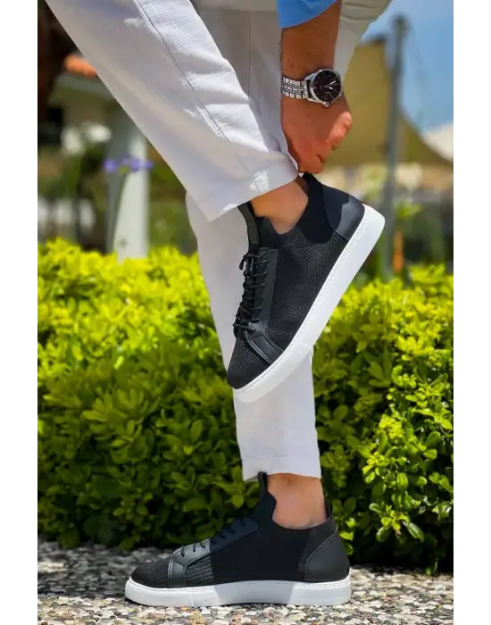 Omarı Siyah Triko Bağcıklı Günlük Erkek Ayakkabı