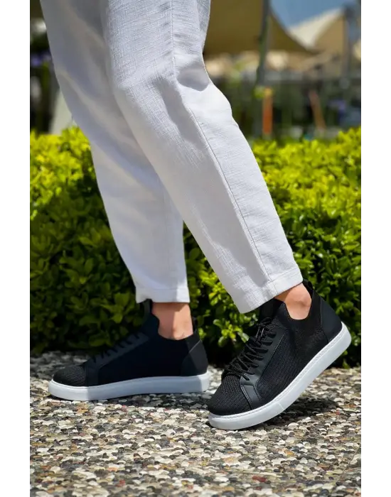 Omarı Siyah Triko Bağcıklı Günlük Erkek Ayakkabı