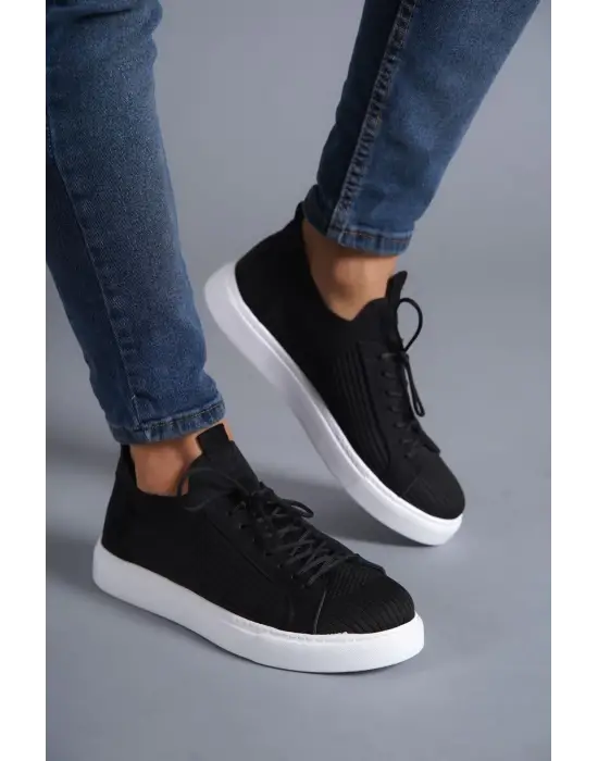 Omarı Siyah Triko Bağcıklı Günlük Erkek Ayakkabı