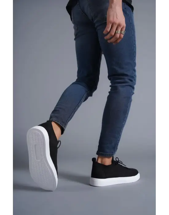 Omarı Siyah Triko Bağcıklı Günlük Erkek Ayakkabı