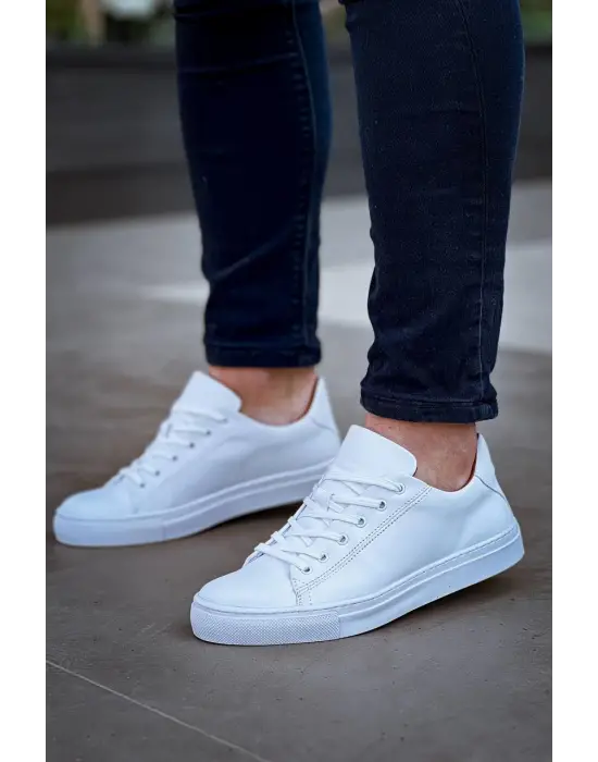 Omarı Yüksek Taban Bağcıklı Beyaz Erkek Günlük Ayakkabı