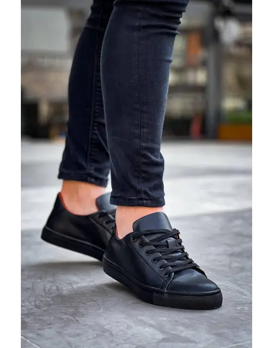 Omarı Siyah Yüksek Taban Bağcıklı Erkek Günlük Ayakkabı