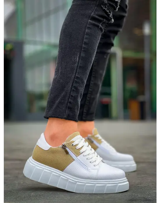 Omarı Yüksek Taban Detaylı Beyaz Günlük Spor Ayakkabı