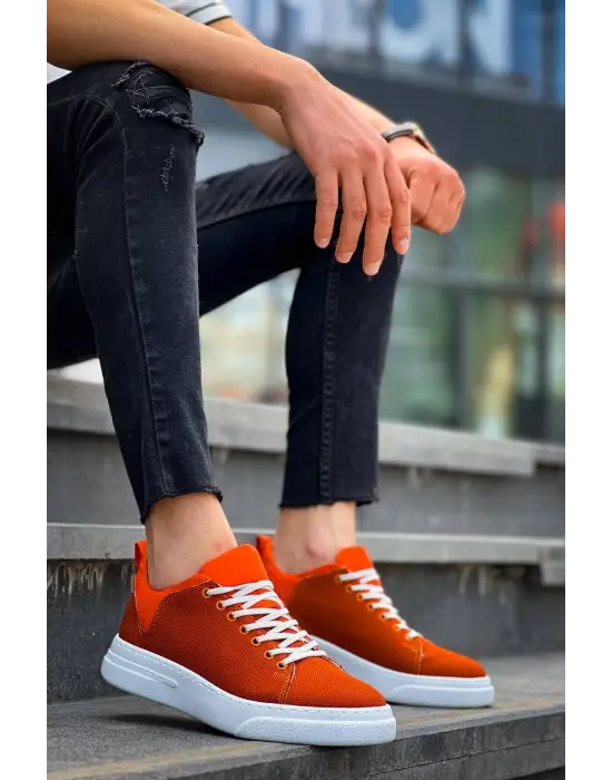 Beyaz Yüksek Taban Günlük Erkek Spor Ayakkabı