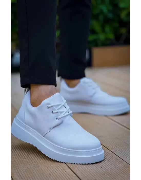 Omarı Yüksek Performanslı Beyaz Cilt Günlük Erkek Ayakkabı