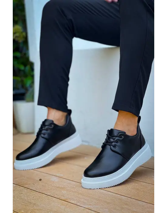 Çarpıcı Siyah Cilt Bağcıklı Ayakkabı