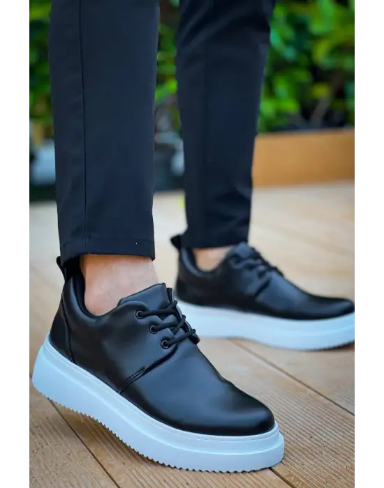 Omarı Siyah Cilt Bağcıklı Günlük Erkek Ayakkabı