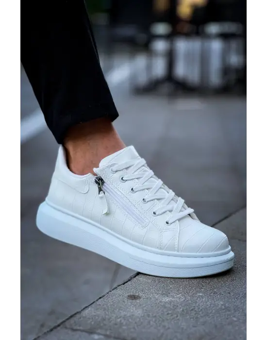Omarı Beyaz Fermuar Ve Bağcıklı Günlük Erkek Ayakkabı