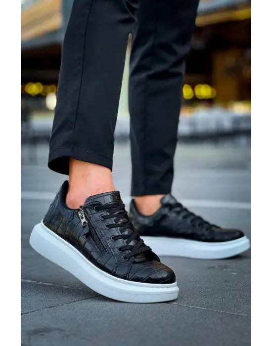 Günlük Siyah Fermuar Ve Bağcıklı Erkek Ayakkabı