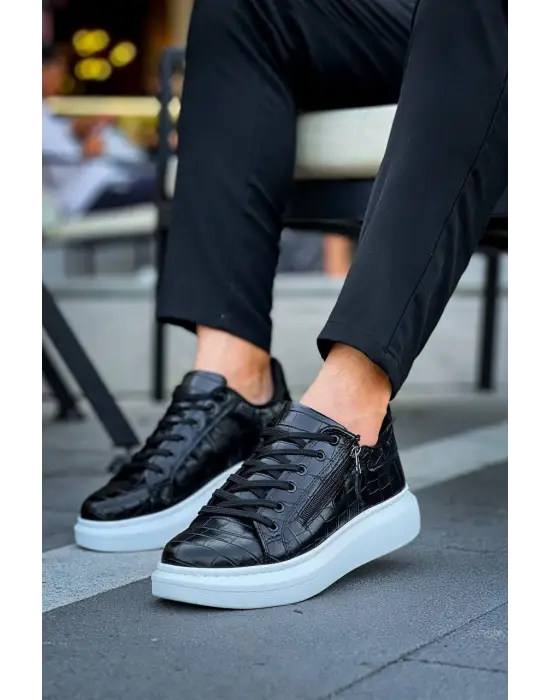 Günlük Siyah Fermuar Ve Bağcıklı Erkek Ayakkabı