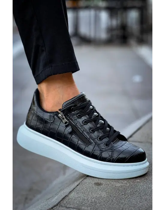 Günlük Siyah Fermuar Ve Bağcıklı Erkek Ayakkabı