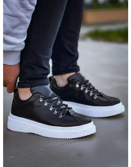 Omarı Yüksek Taban Bağcıklı Siyah Günlük Erkek Ayakkabı