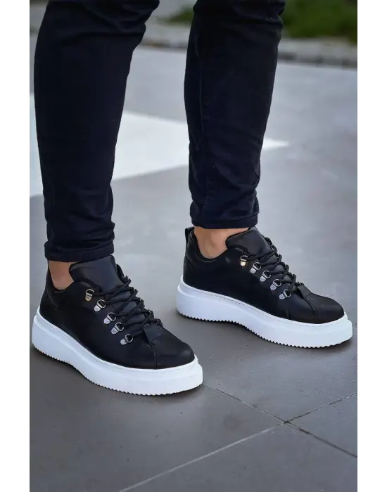 Omarı Yüksek Taban Bağcıklı Siyah Günlük Erkek Ayakkabı