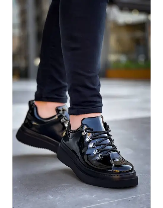 Omarı Rugan Yüksek Taban Siyah Erkek Günlük Ayakkabı